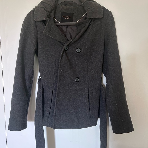 Celebrity Pink Jackets & Blazers - Celebrity Pink Women's gray peacoat